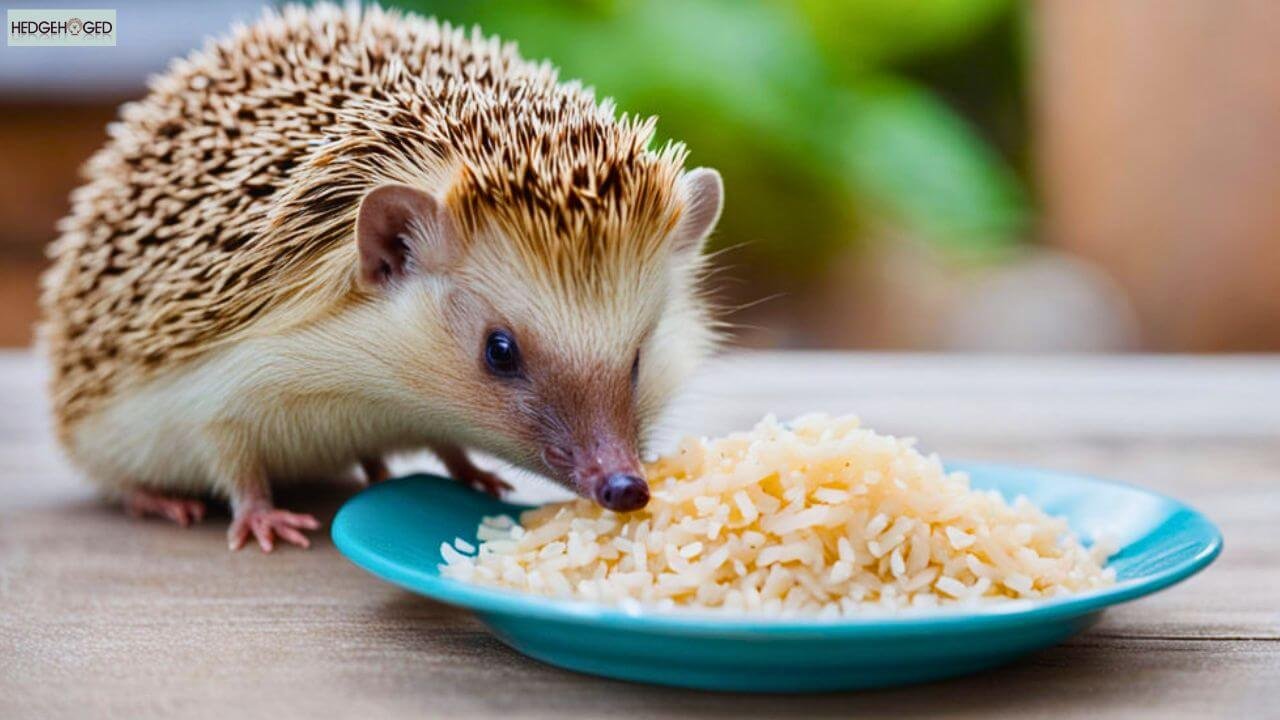 feeding rice to hedgehog